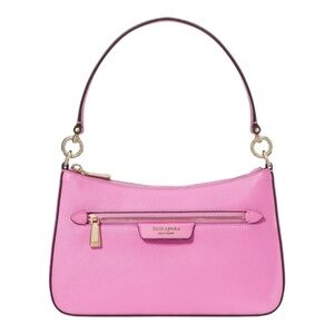 NWT Kate Spade Hudson Pebbled Leather Satchel Pink Echinacea Flower MSRP $248